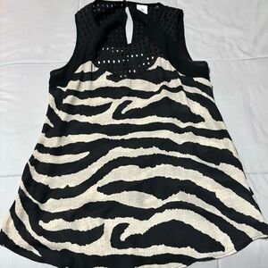 COPY - CAbi Black and Beige Zebra Print Top